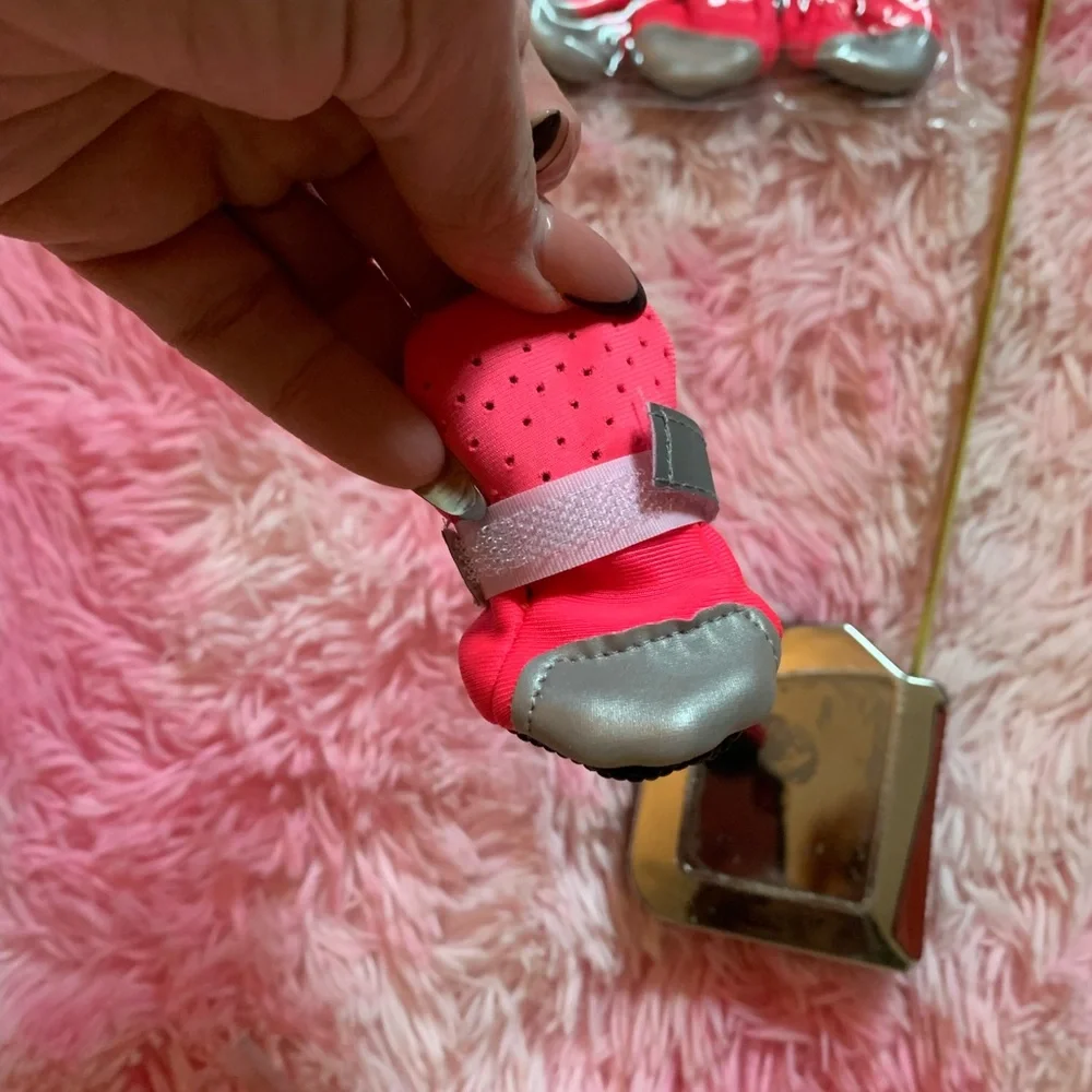 NWT Stylish Pink and Silver Size 2 doggie booties. 4 count.